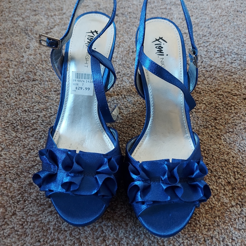 Blue satin shoes